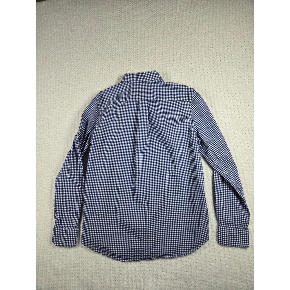 Ralph‎ Lauren Boys Blue White Gingham Button Down Shirt Natural Stretch L 14-16